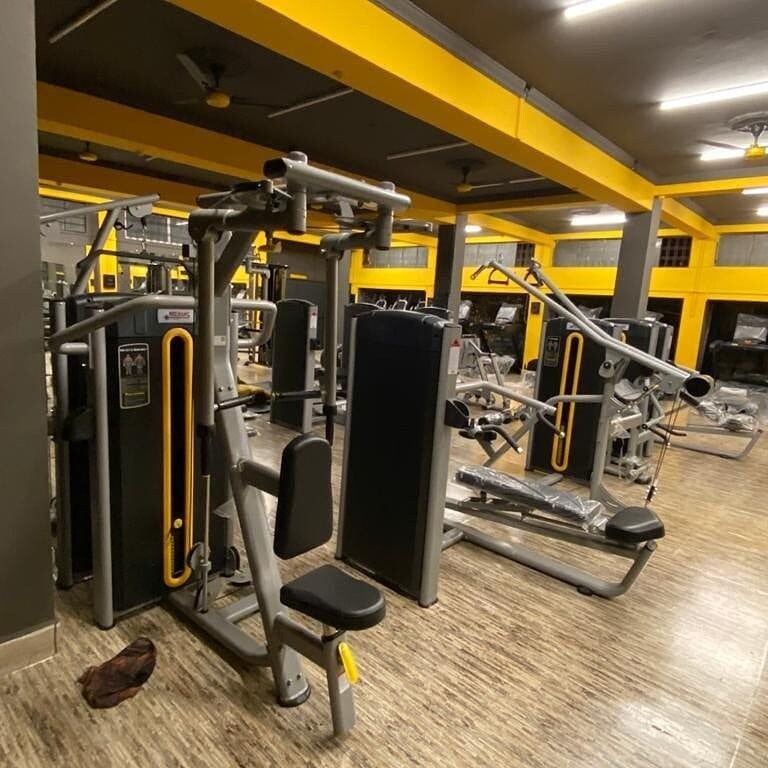 Selectorised machines with yellow pillars on the Nexus Fitness strength floor